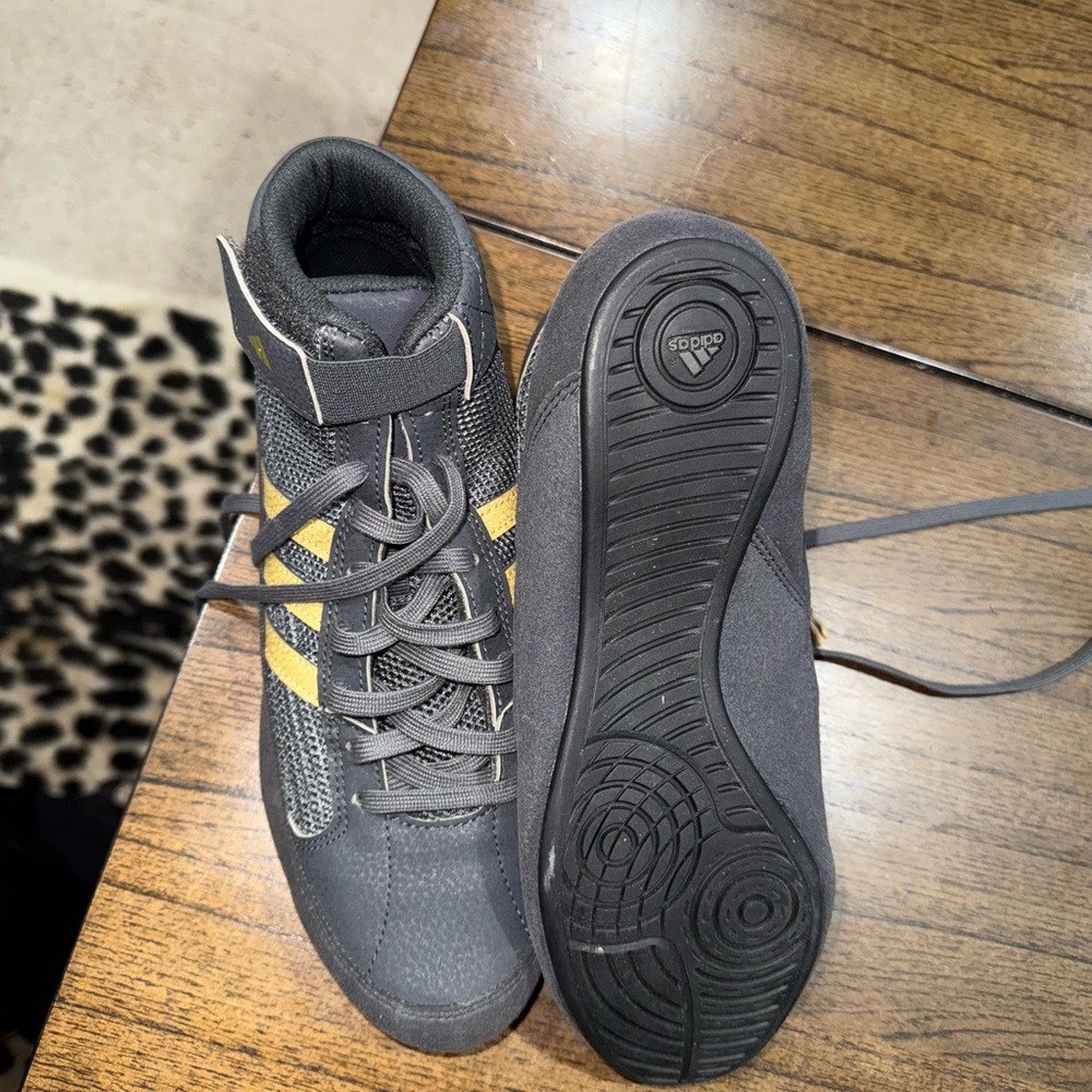 adidas Boxing Gray and Yellow Shoes with Padded Tongue and Ankle Support